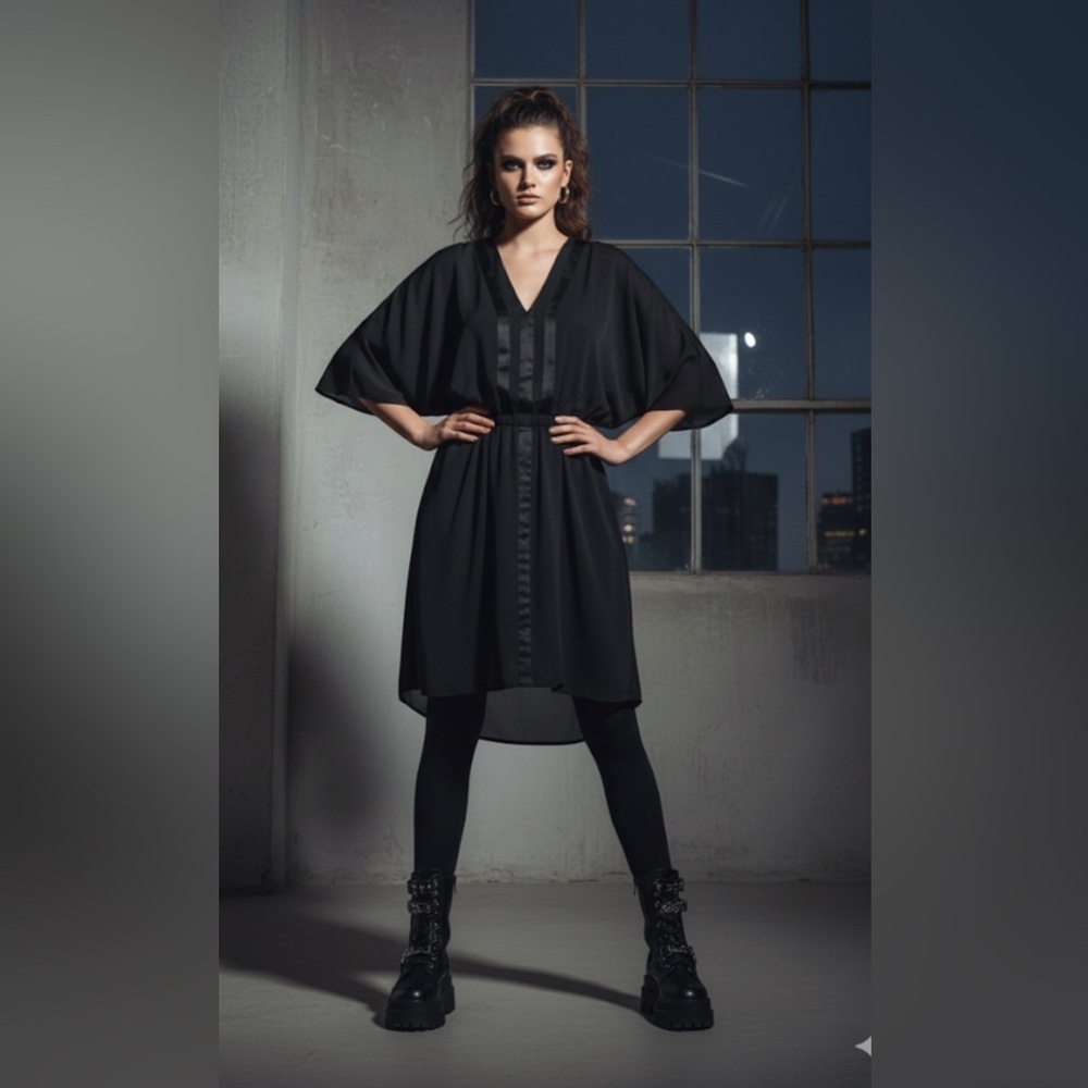 Helmut Lang Blouson Gothic Minimalist Dress Size M